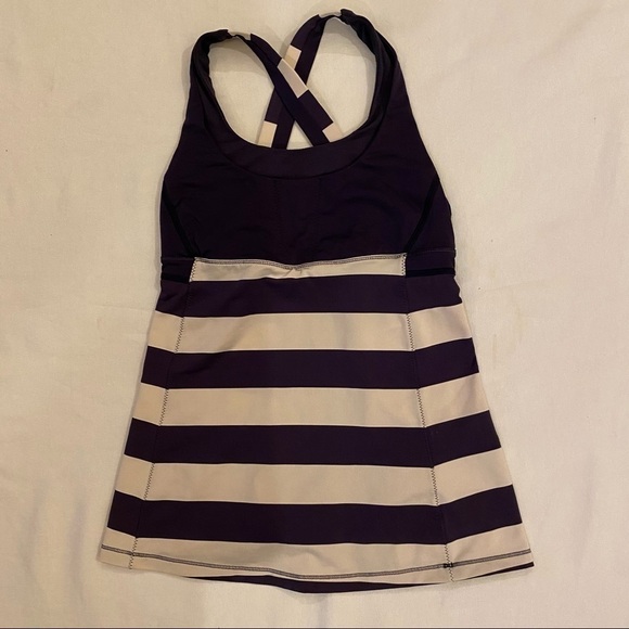 LULULEMON Striped Criss Cross Tank Top Size 6 - Picture 1 of 7